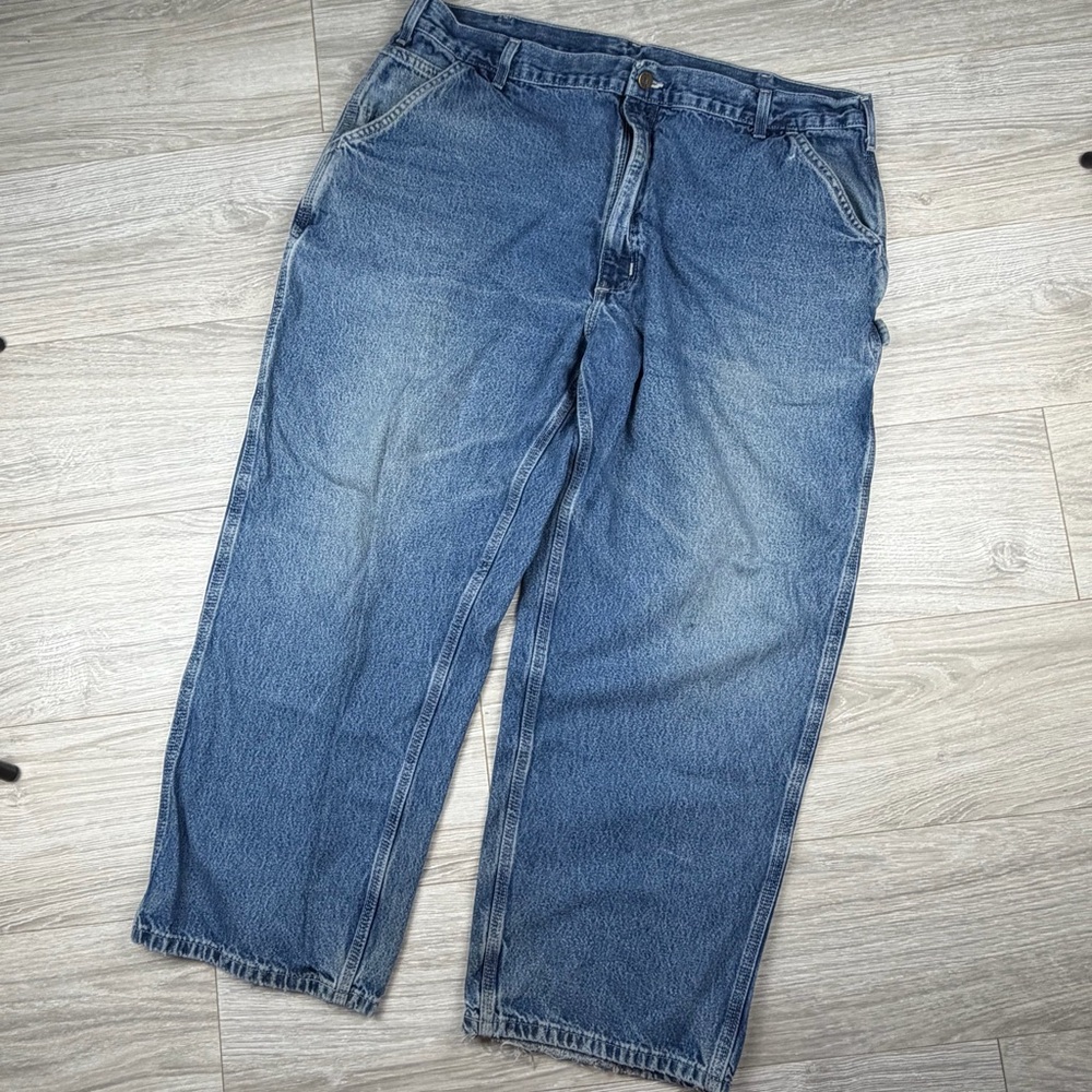 Carhartt‎ Mens Relaxed Fit Straight Leg Carpenter Jeans 42x28 Blue Denim B13 DST